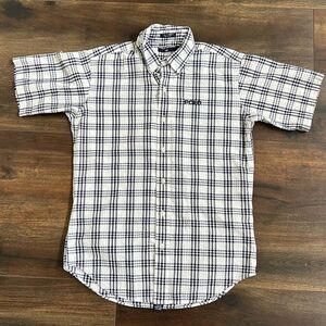 Polo Sport Ralph Lauren Boys Button Down Shirt Size X-Large Plaid Flag Logo VTG